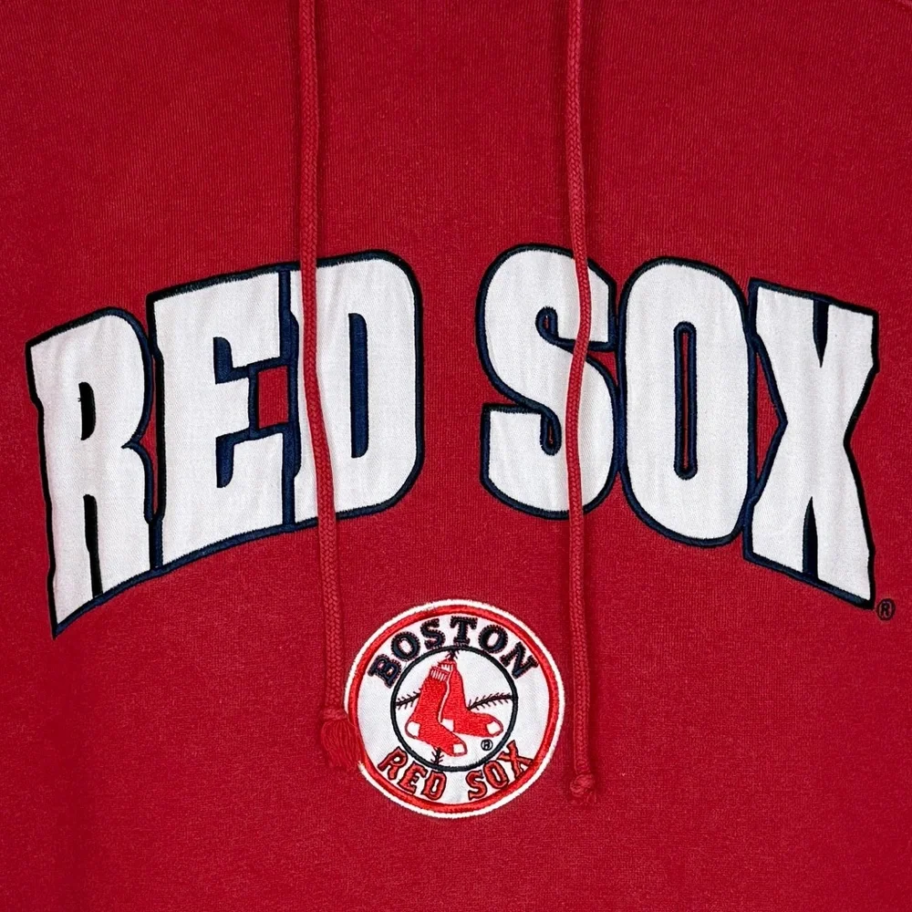 Vintage Boston Red Sox Adidas Red White Hoodie Sweatshirt Size 2XL - Picture 3 of 9